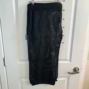 Zaful Black Crochet Maxi Skirt Swim Cover